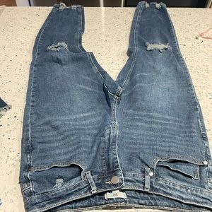 BP dark wash high rise distressed button fly slim jeans 30